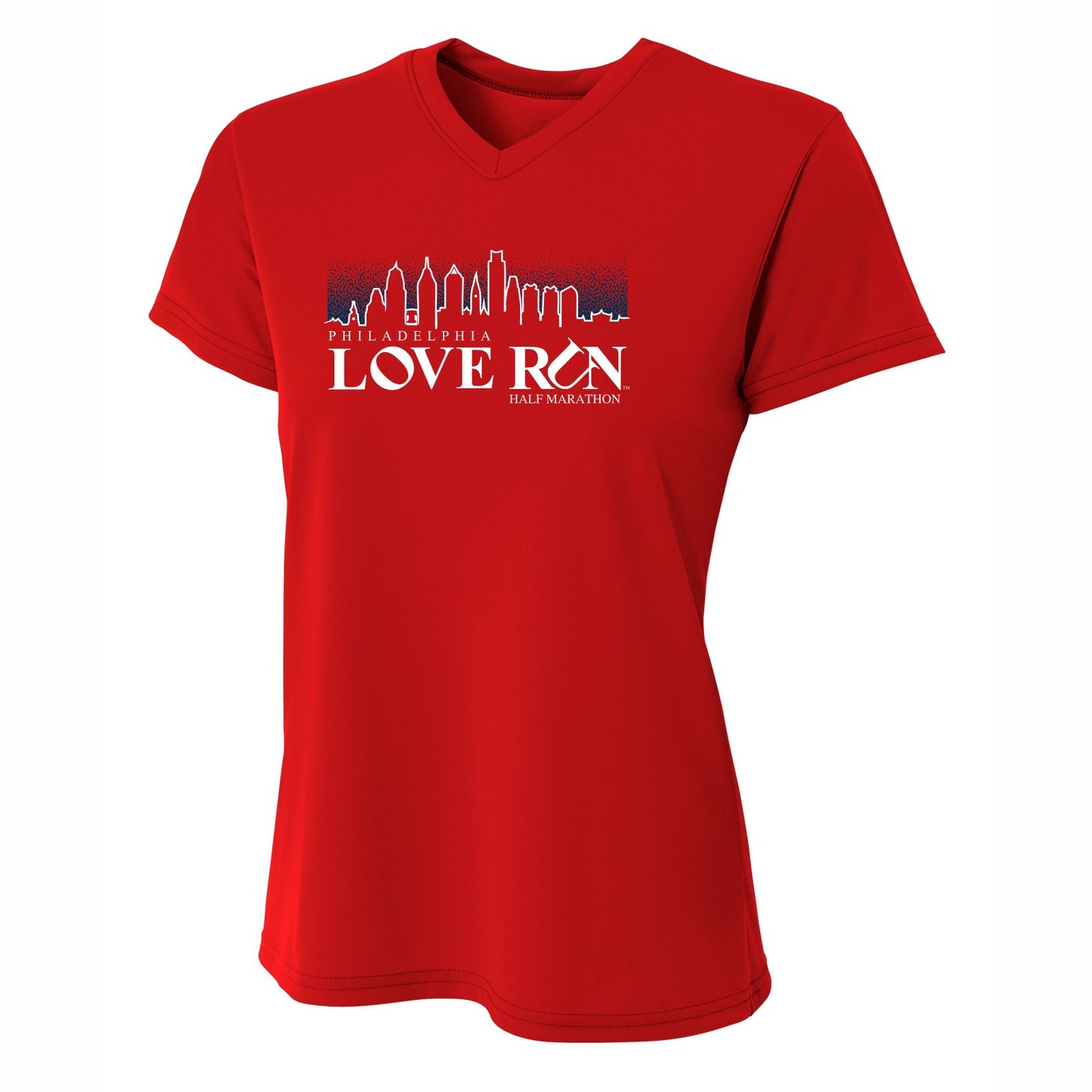 Women's SS Tech V-Neck Tee - Scarlet - '2022 Directions' Design